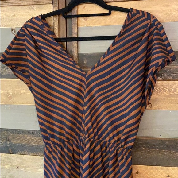 Peppermint Blue & Bronze Strip High Low Dress - Picture 2 of 3